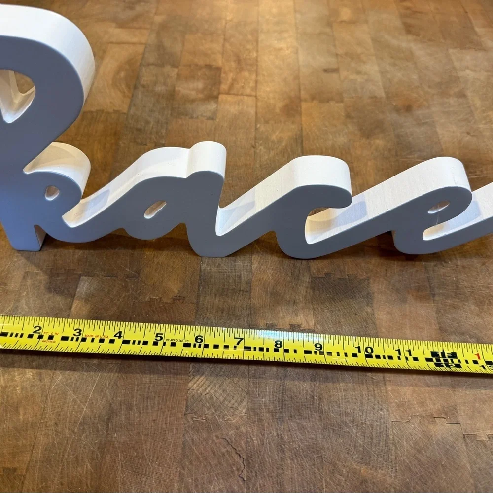 PEACE Script Wall Word Decor Sign in Light Blue by Holiday Homes Christmas NEW